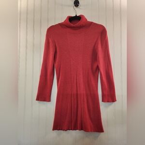 Vintage Candies Women's Hot Pink Turtleneck Knit Sweater Mini Dress Size XL Slim